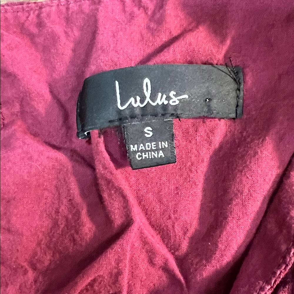 LULUS Autumn Adoration Wine Red Plaid Long Sleeve Dress With Pockets Size Small - Picture 9 of 10
